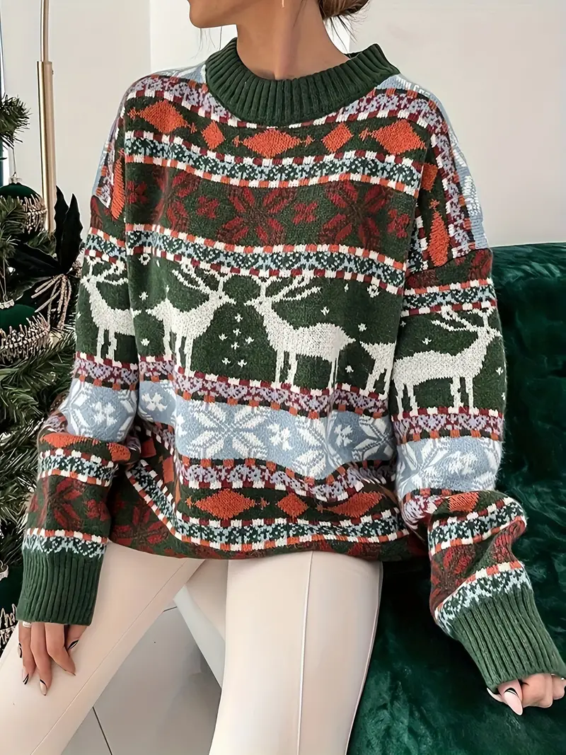 Viviana | Round neck sweater with Christmas print