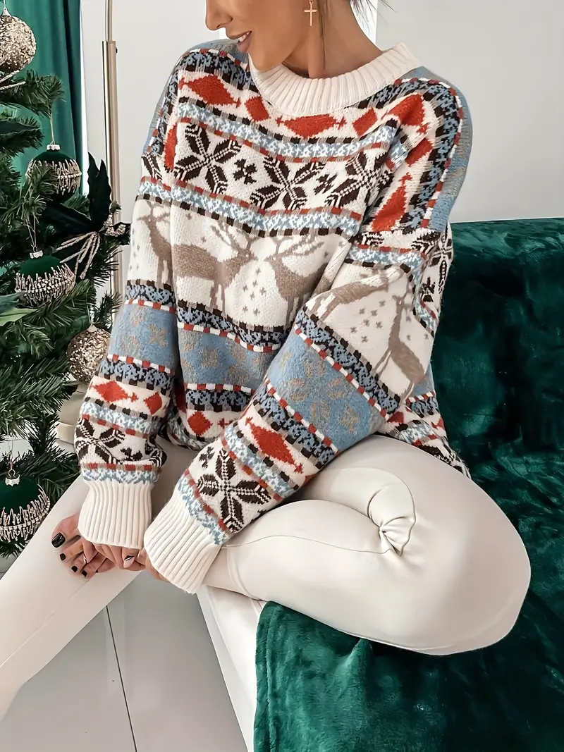 Viviana | Round neck sweater with Christmas print - Image 4