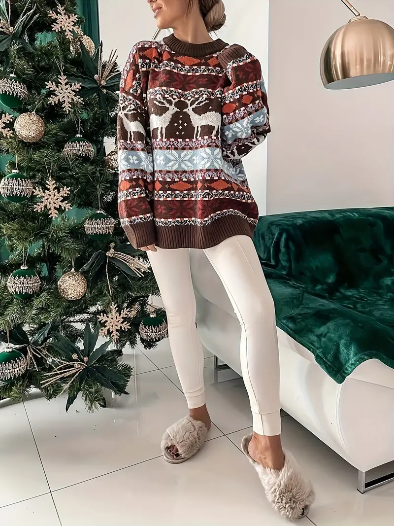 Viviana | Round neck sweater with Christmas print - Image 9