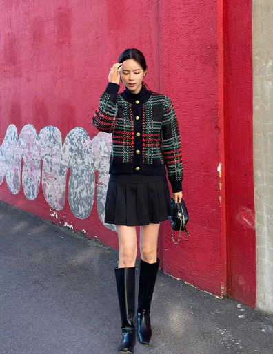 Viviana | Vintage Korean plaid cardigan