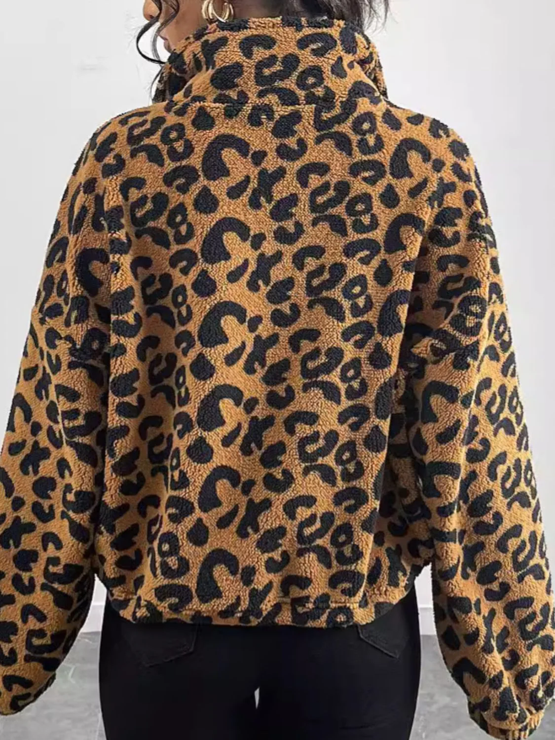 Waleska | Leopard print long sleeve jacket with zip fastening - Image 2