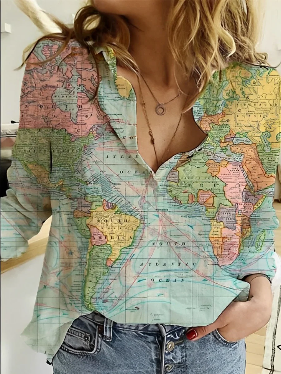 Wanda® | Globe World Map Printed Shirt