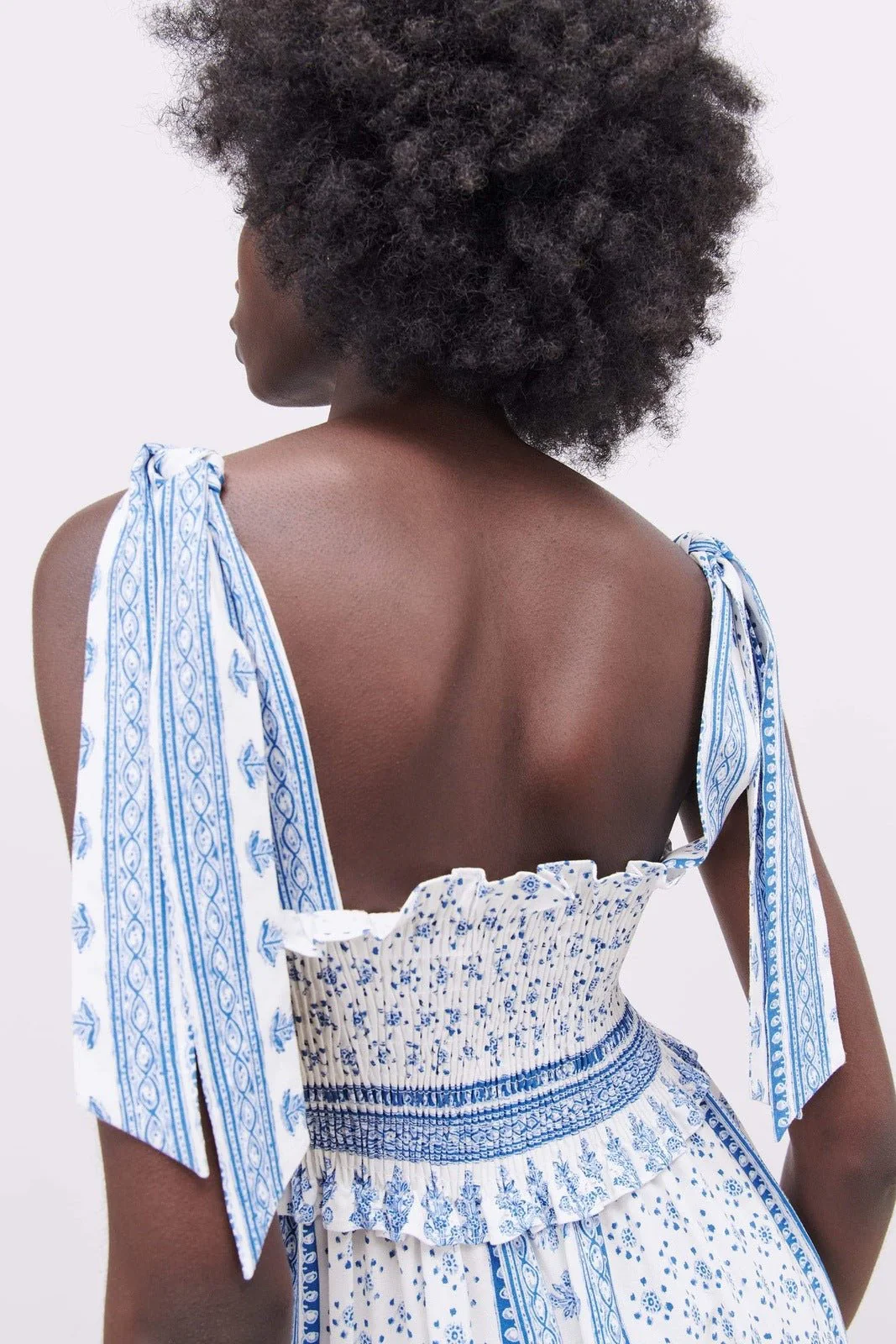 Wanda® | Printed Midi Dress With Gathered Straps - Image 4