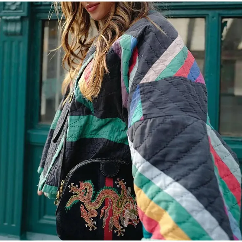 Wanda® | Quilted Kimono Vest With Rainbow Stripes