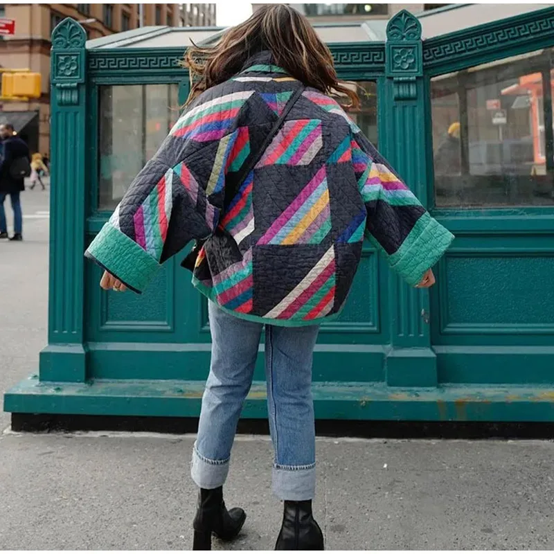 Wanda® | Quilted Kimono Vest With Rainbow Stripes - Image 2