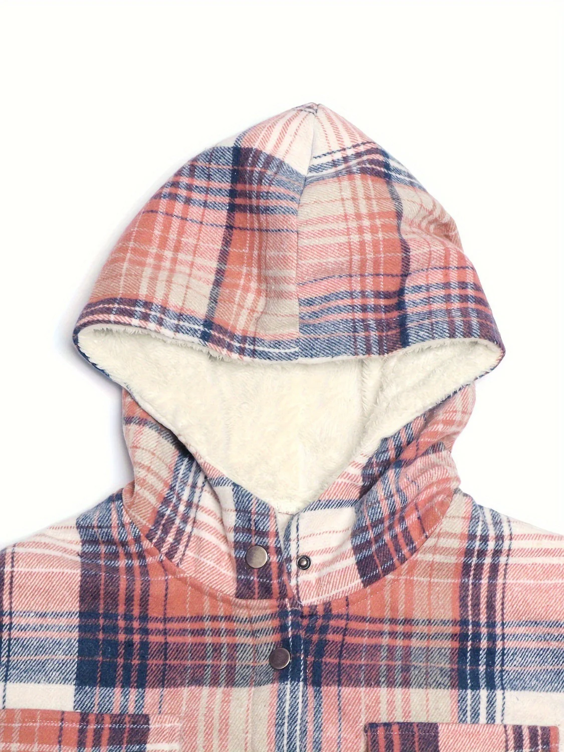Wendy | Checked, long-sleeved hooded outerwear with snap fasteners - Image 5