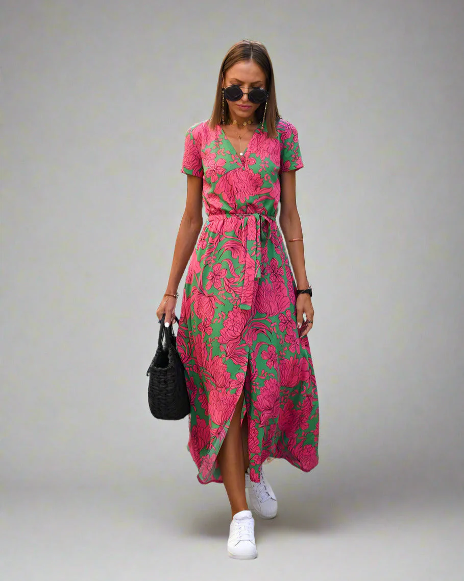 Wendy® | Elegant A-Line Dress With V-Neck And Floral Pattern - Image 2