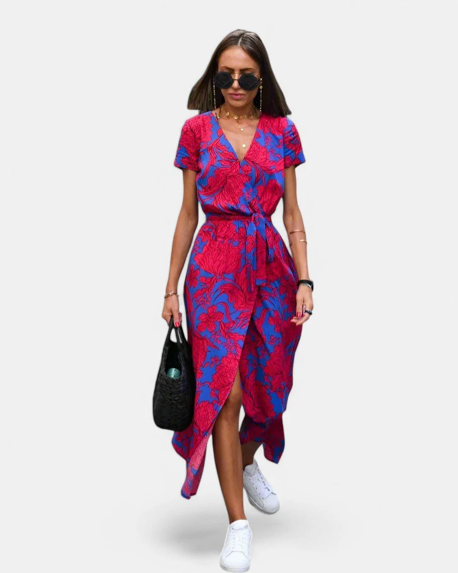 Wendy® | Elegant A-Line Dress With V-Neck And Floral Pattern - Image 4