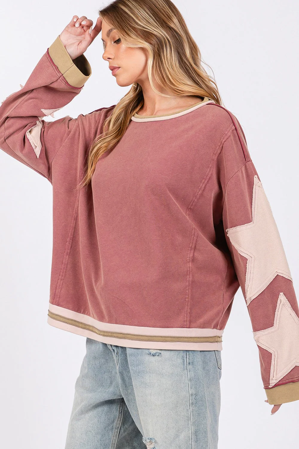 Wendy | SAGE + FIG French terry sweatshirt with star appliqué patch - Image 3