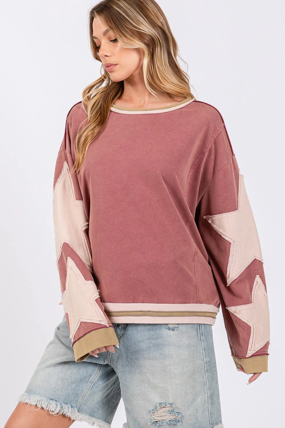 Wendy | SAGE + FIG French terry sweatshirt with star appliqué patch - Image 4