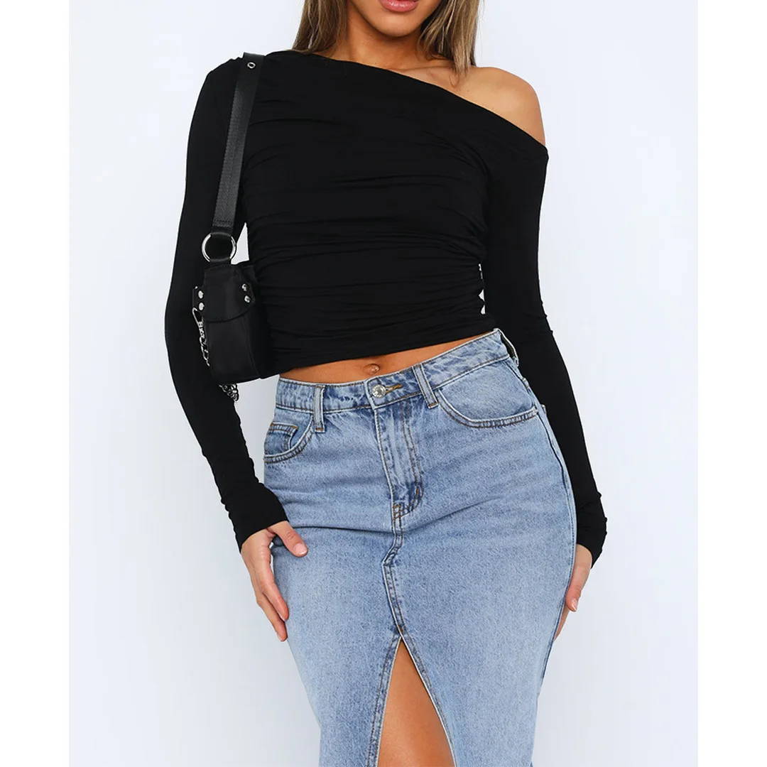 Wilhelmina® | Top asymétrique torsadé for women Manches longues - Image 2