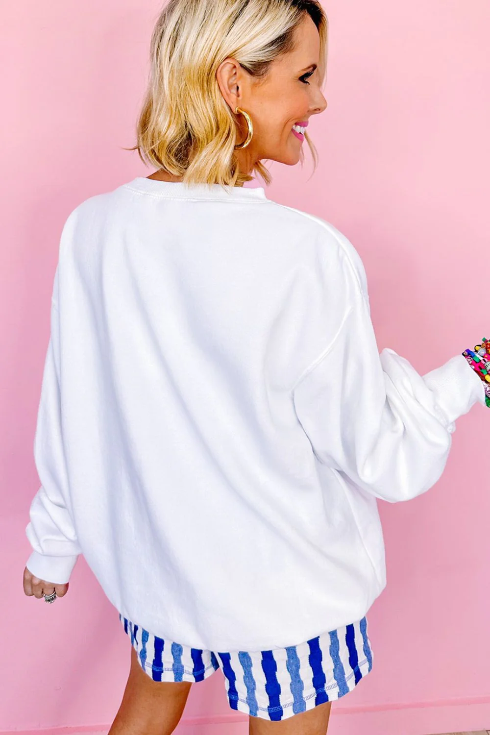 Xandra | Long sleeve crew neck sweatshirt with US flag - Image 7