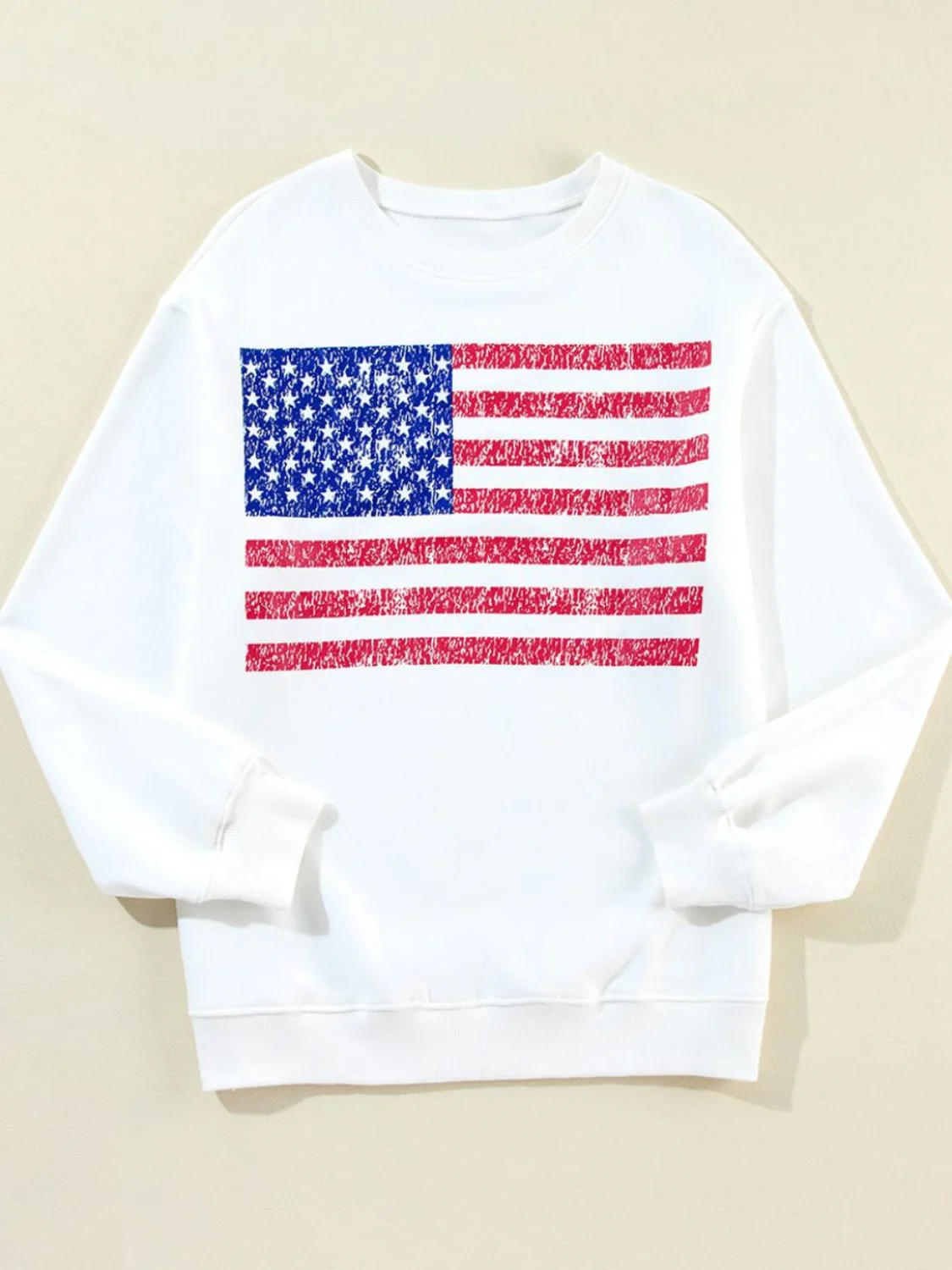 Xandra | Long sleeve crew neck sweatshirt with US flag - Image 8
