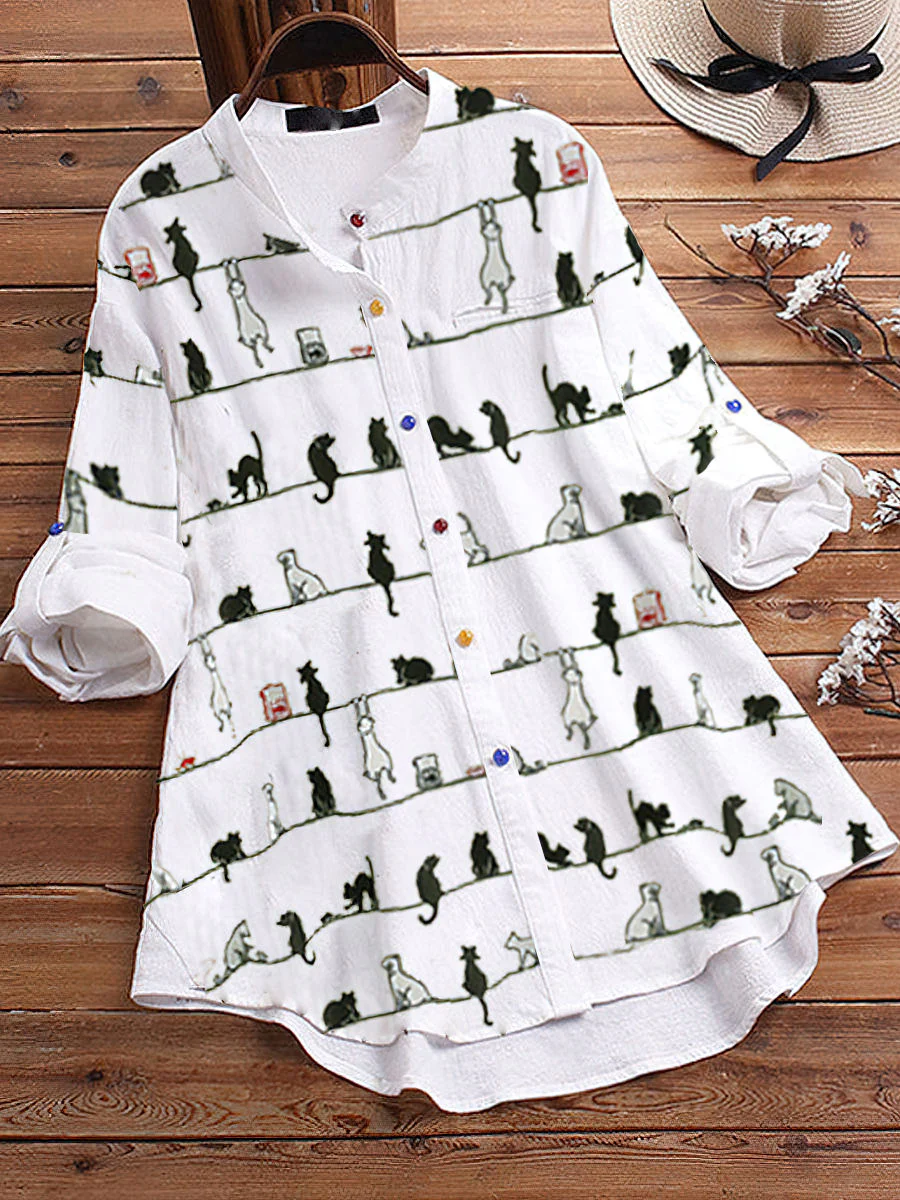 Xara® | Stylish Striped Blouse With A Cat Pattern - Image 3