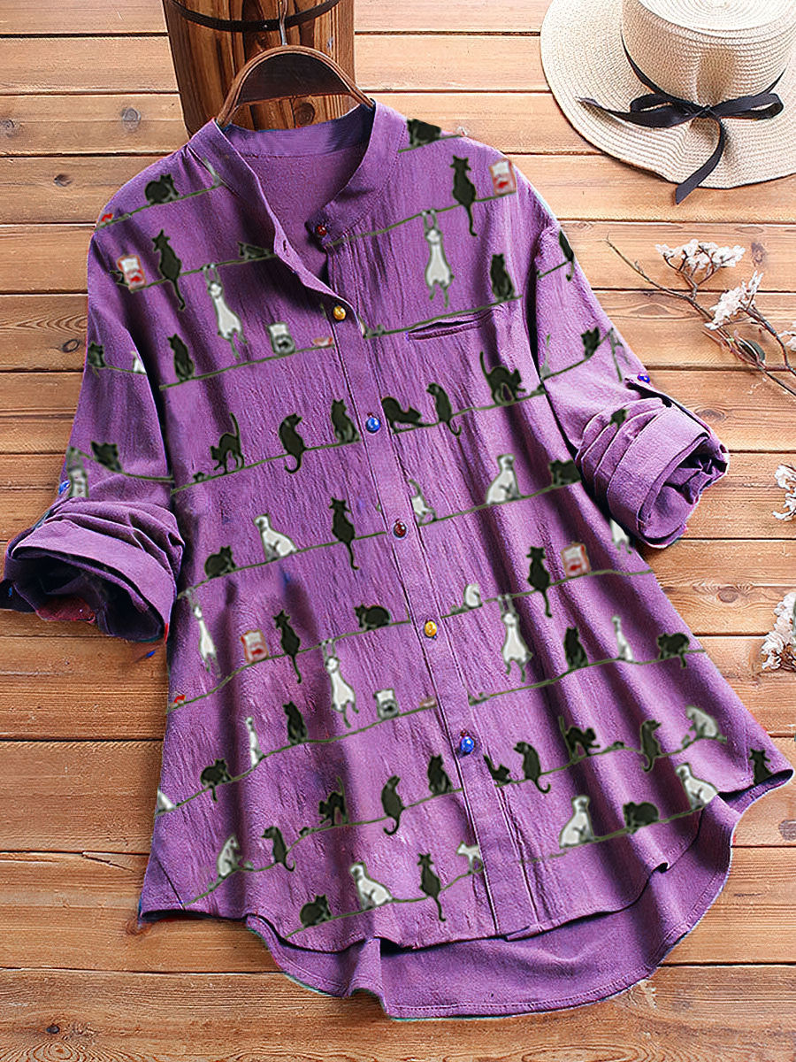 Xara® | Stylish Striped Blouse With A Cat Pattern - Image 7