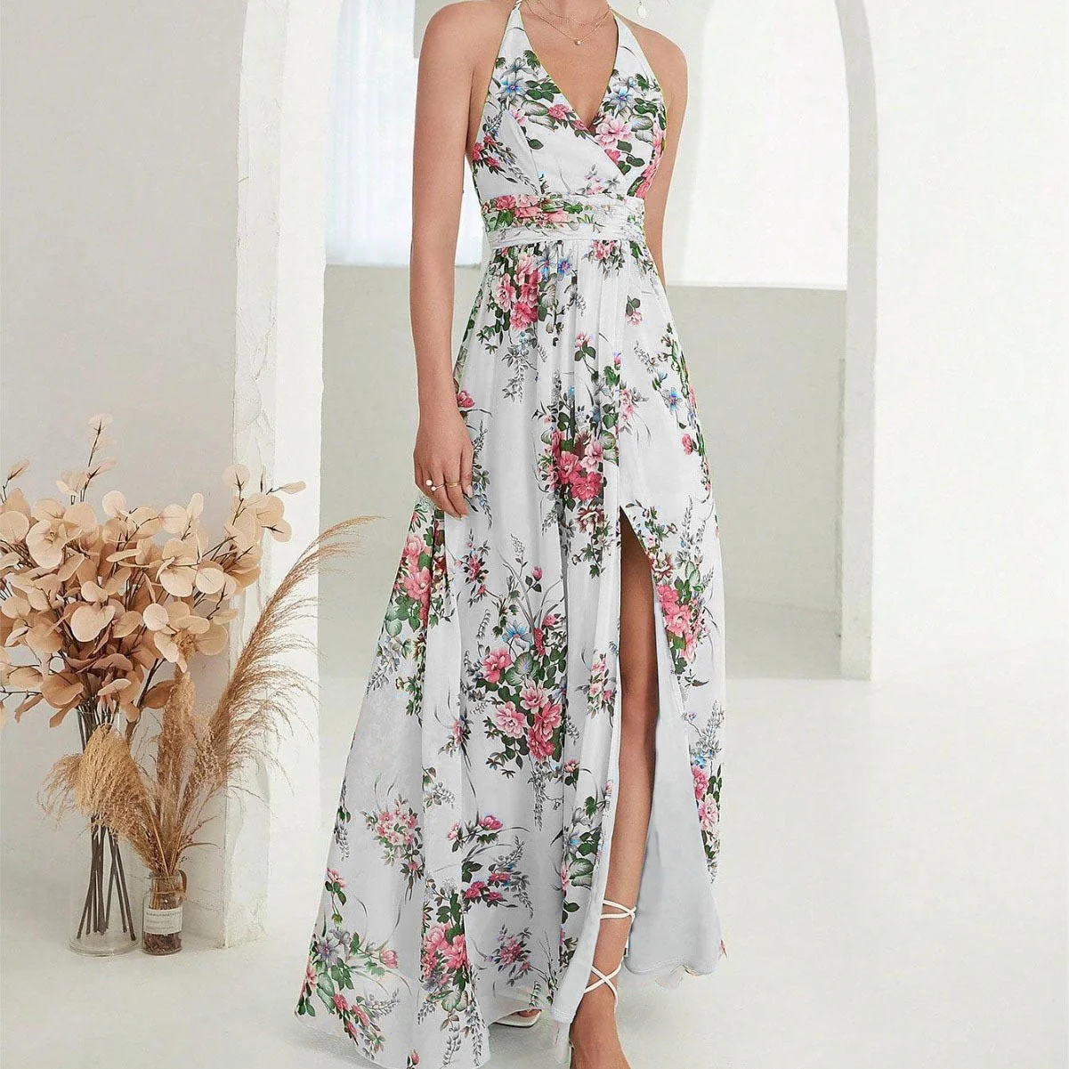 Xara® | Women'S Floral Design High Slit Maxi Dress - Image 6
