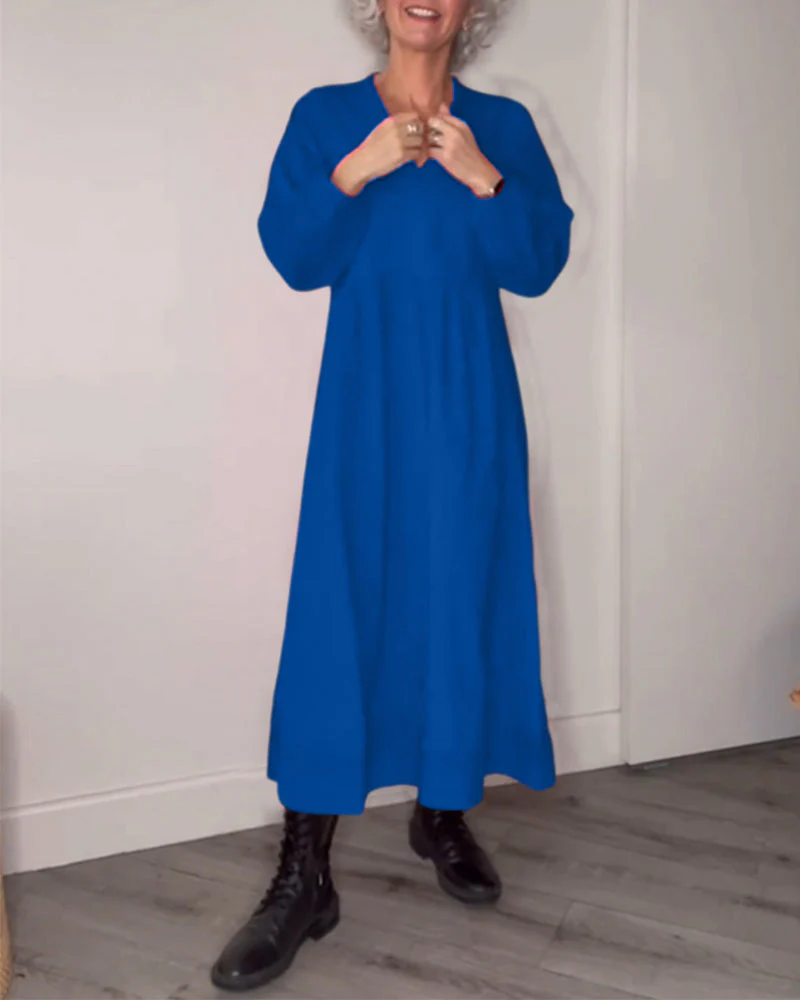 Xaviera | Elegant long dress with V-neck and pockets - Image 5