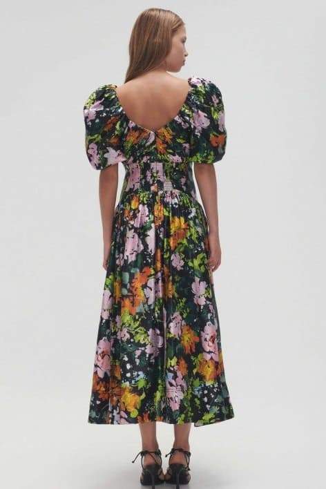 Xaviera® | Printed Midi Dress  With V-Neck And Puff Sleeves - Image 3