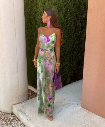 Xenia® | Colorful, Sexy Maxi Dress With Halo Dye Print And Detachable Scarf
