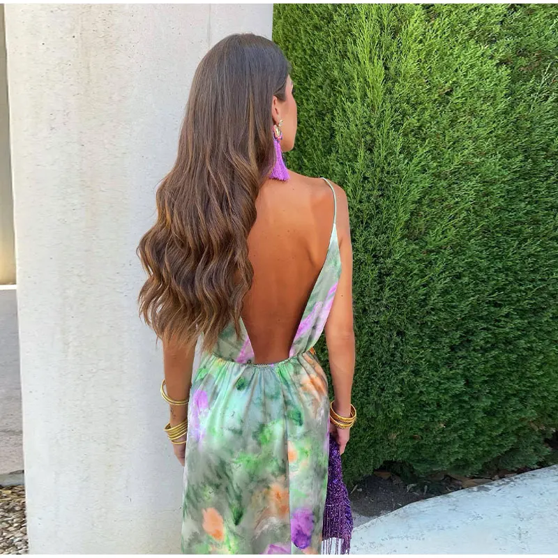 Xenia® | Colorful, Sexy Maxi Dress With Halo Dye Print And Detachable Scarf - Image 4