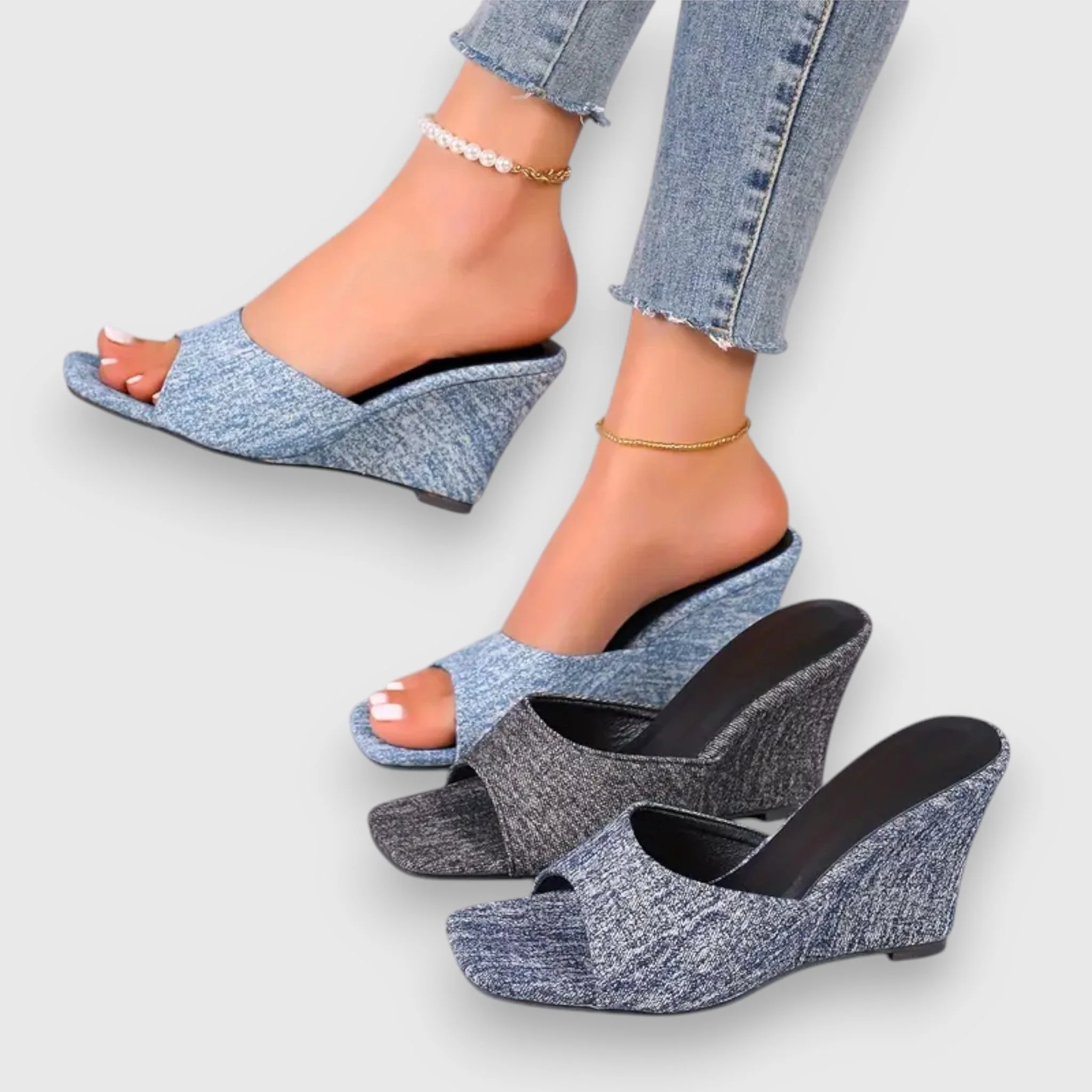 Ximena® | Jeans Keilabsatz Sandals - Image 2