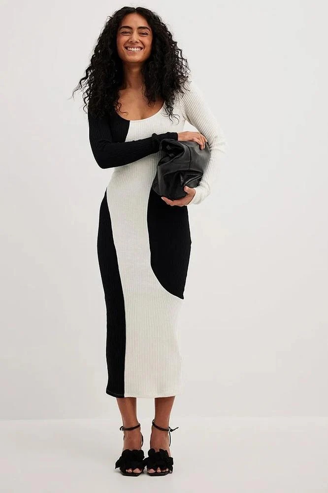 Xiomara® | Contrast Knit Midi Dress
