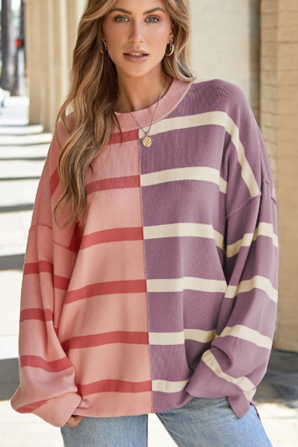 Xiomara | Contrast striped long sleeve sweatshirt - Image 2
