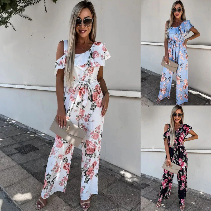 Yamel® | Women'S Floral Print Ruffle Jumpsuit