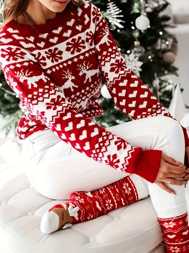 Yara | Festive sweater with a reindeer and snowflake design. - Image 6