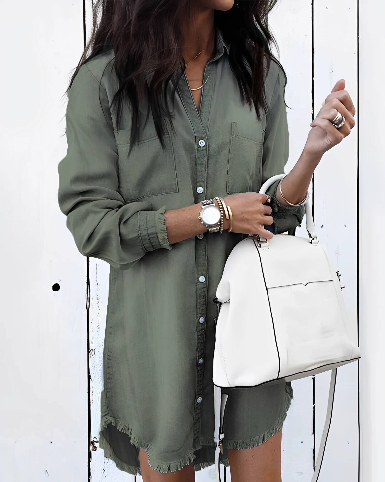 Yasmina® | Button-Down Denim Shirt - Image 2