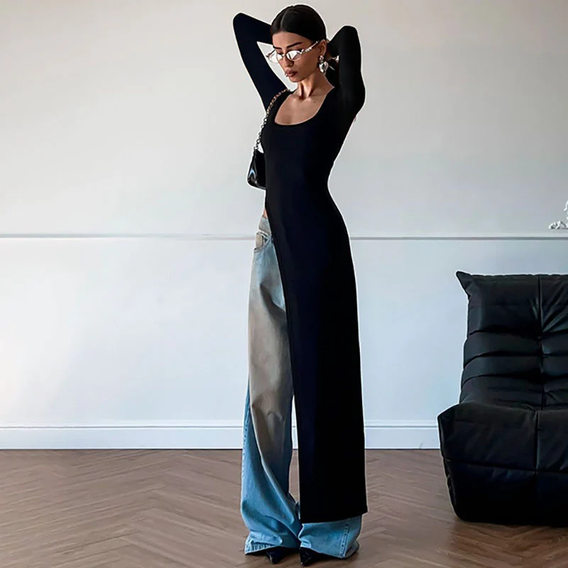 Yasmina® | Women'S Asymmetric Maxi Dress With Long Sleeves - Image 4