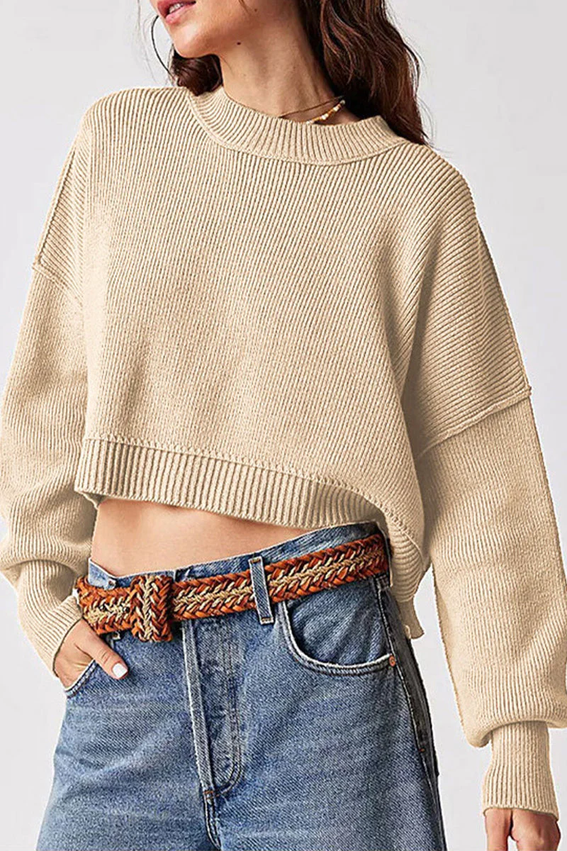 Yazmin | Casual solid patchwork O-neck tops - Image 10
