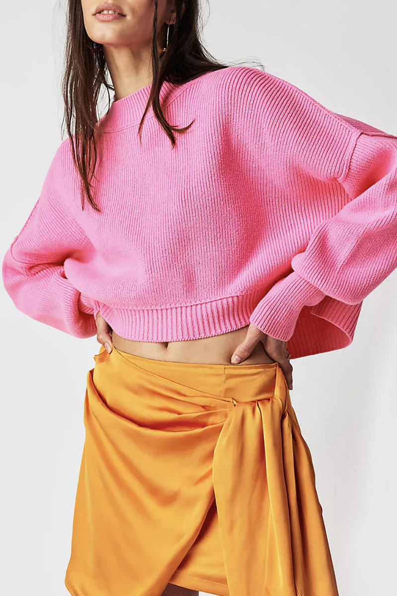 Yazmin | Casual solid patchwork O-neck tops - Image 12