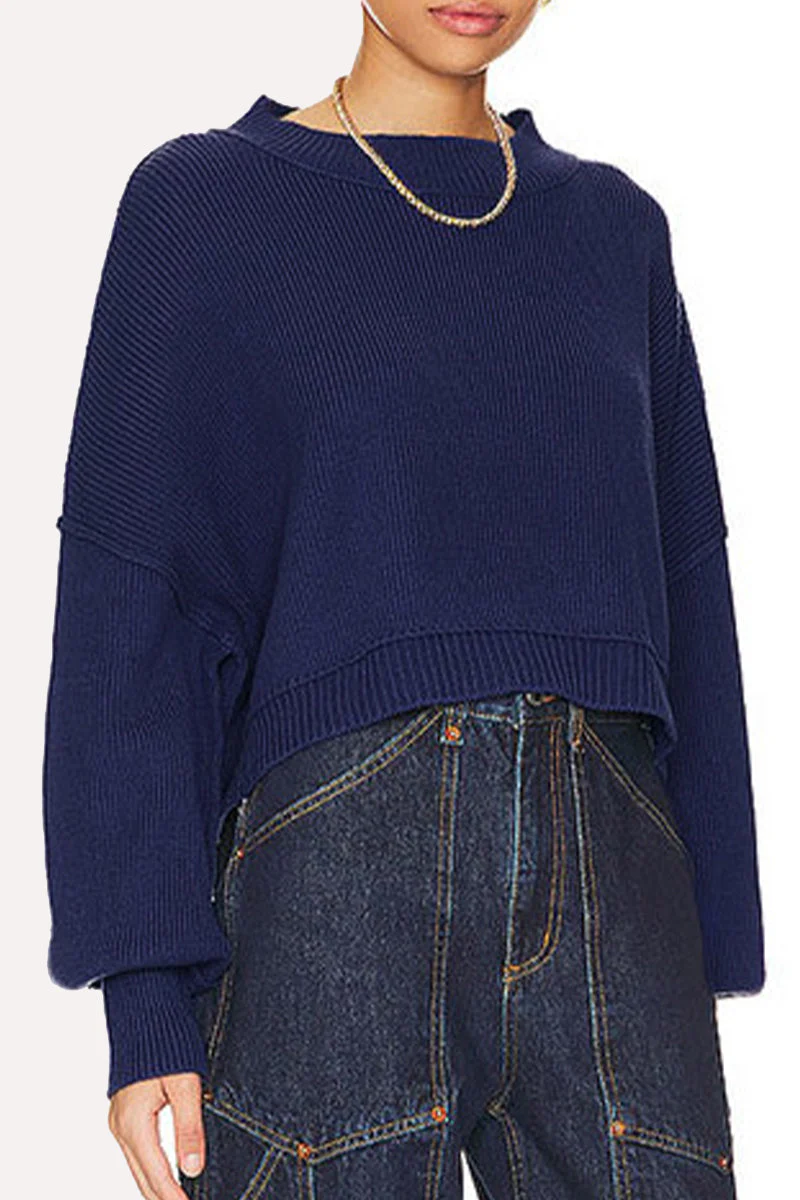 Yazmin | Casual solid patchwork O-neck tops - Image 18