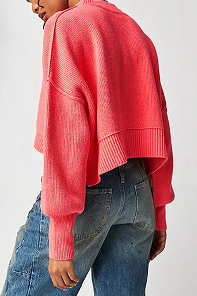 Yazmin | Casual solid patchwork O-neck tops - Image 23