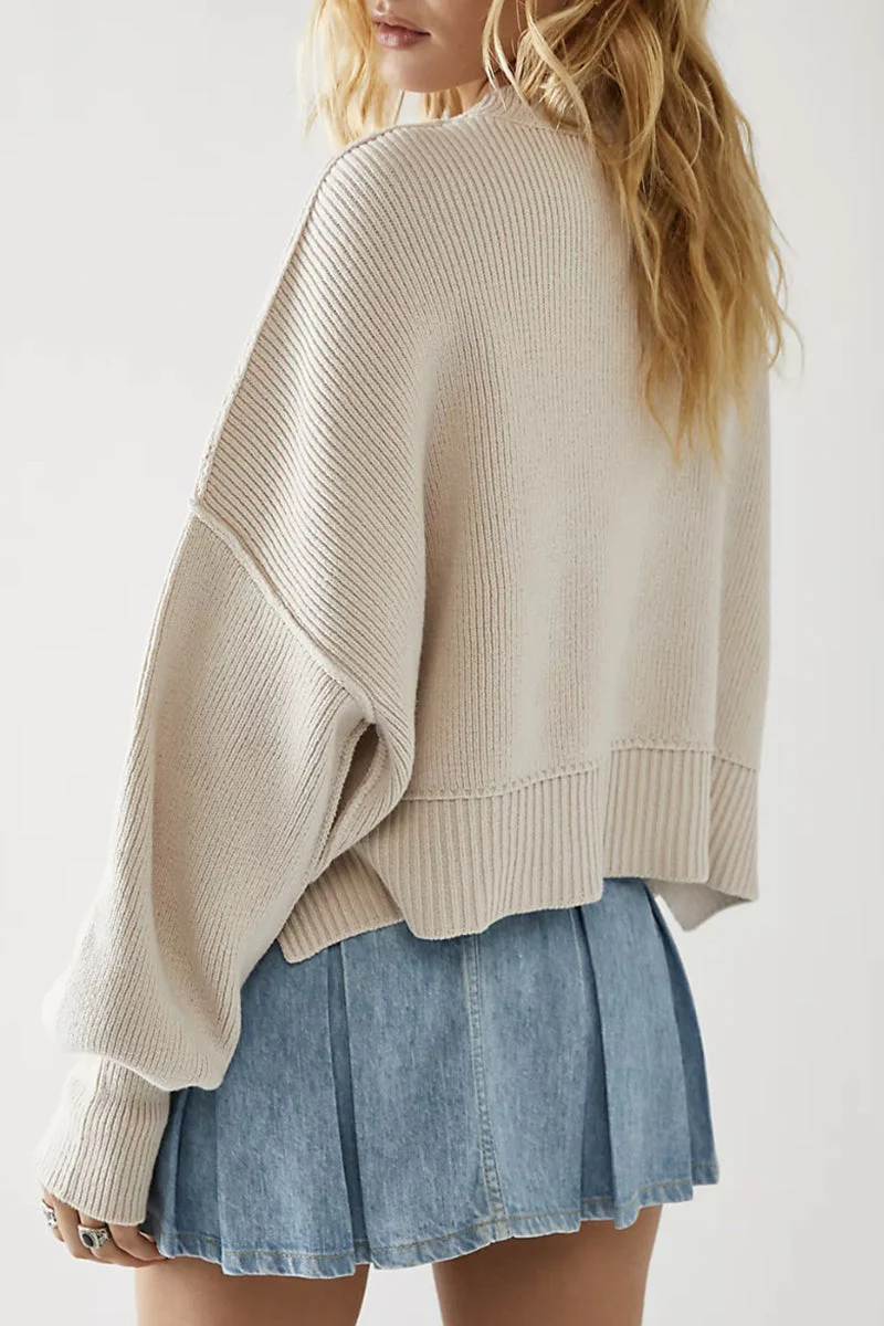Yazmin | Casual solid patchwork O-neck tops - Image 7