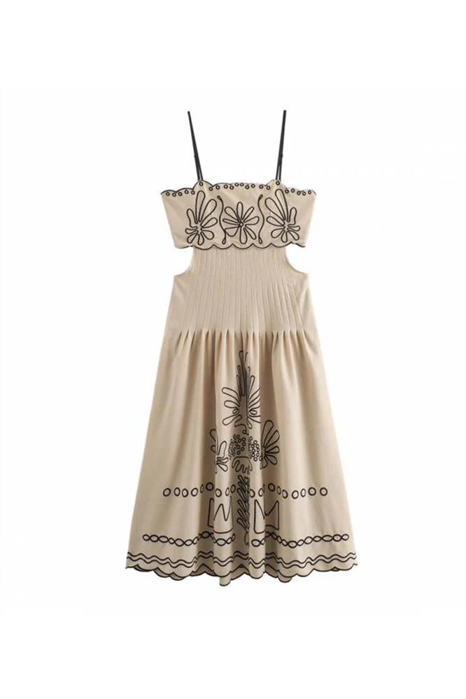 Yesenia® | Cotton Midi Dress With Abstract Embroidery - Image 3