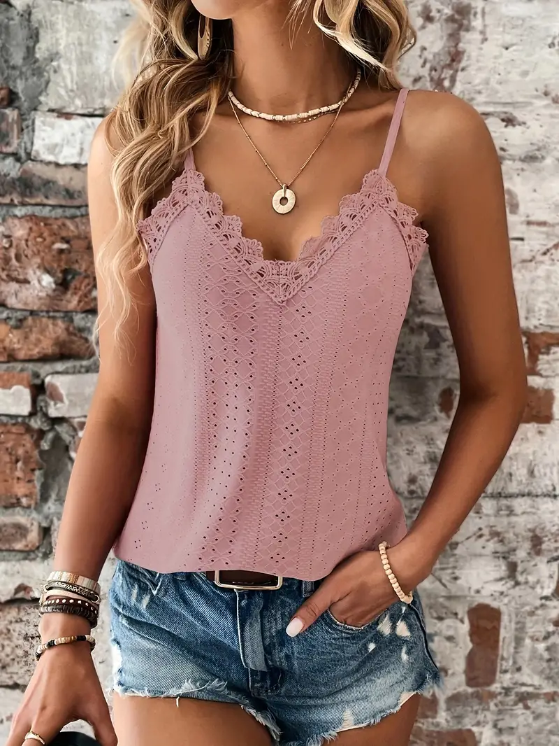 Yesenia® | Sizzle Eyelet Contrast Lace Cami Top - Image 6