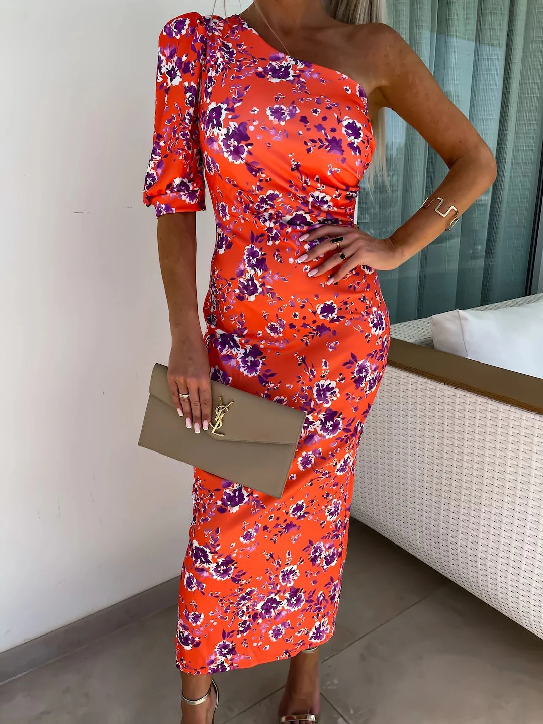 Yesica® | Women'S Asymmetric Maxi Dress With Puff Sleeves And Eye-Catching Pattern - Image 6