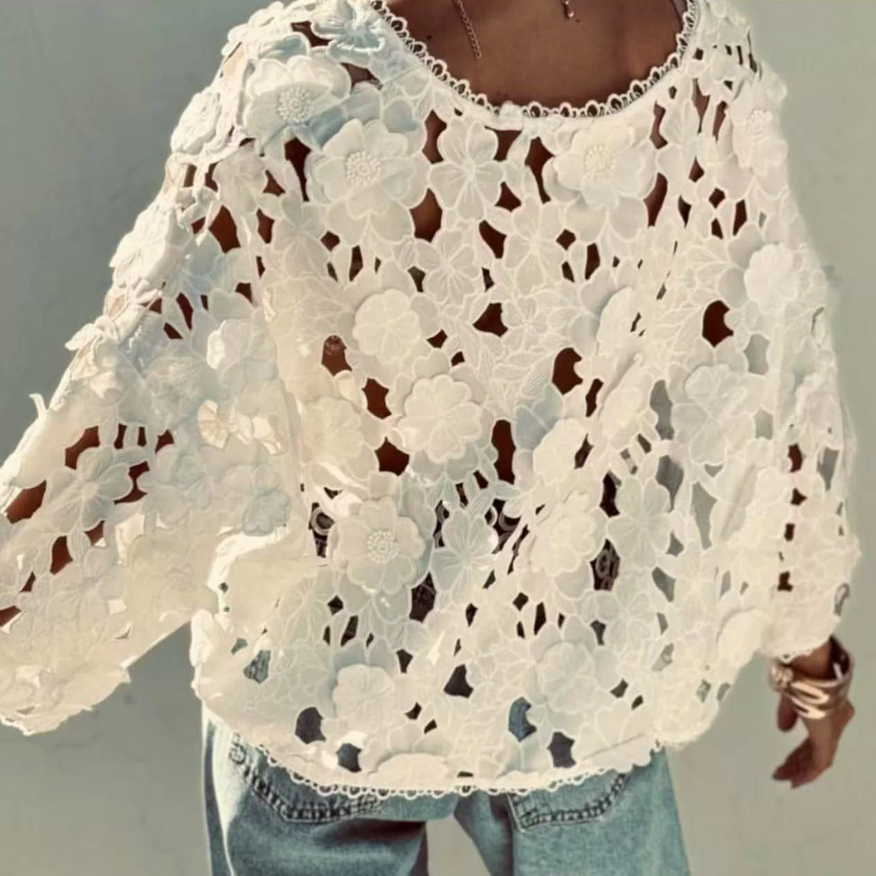 Yolaina® | Women'S Blouse Made Of Delicate Lace With Floral Motifs - Image 2