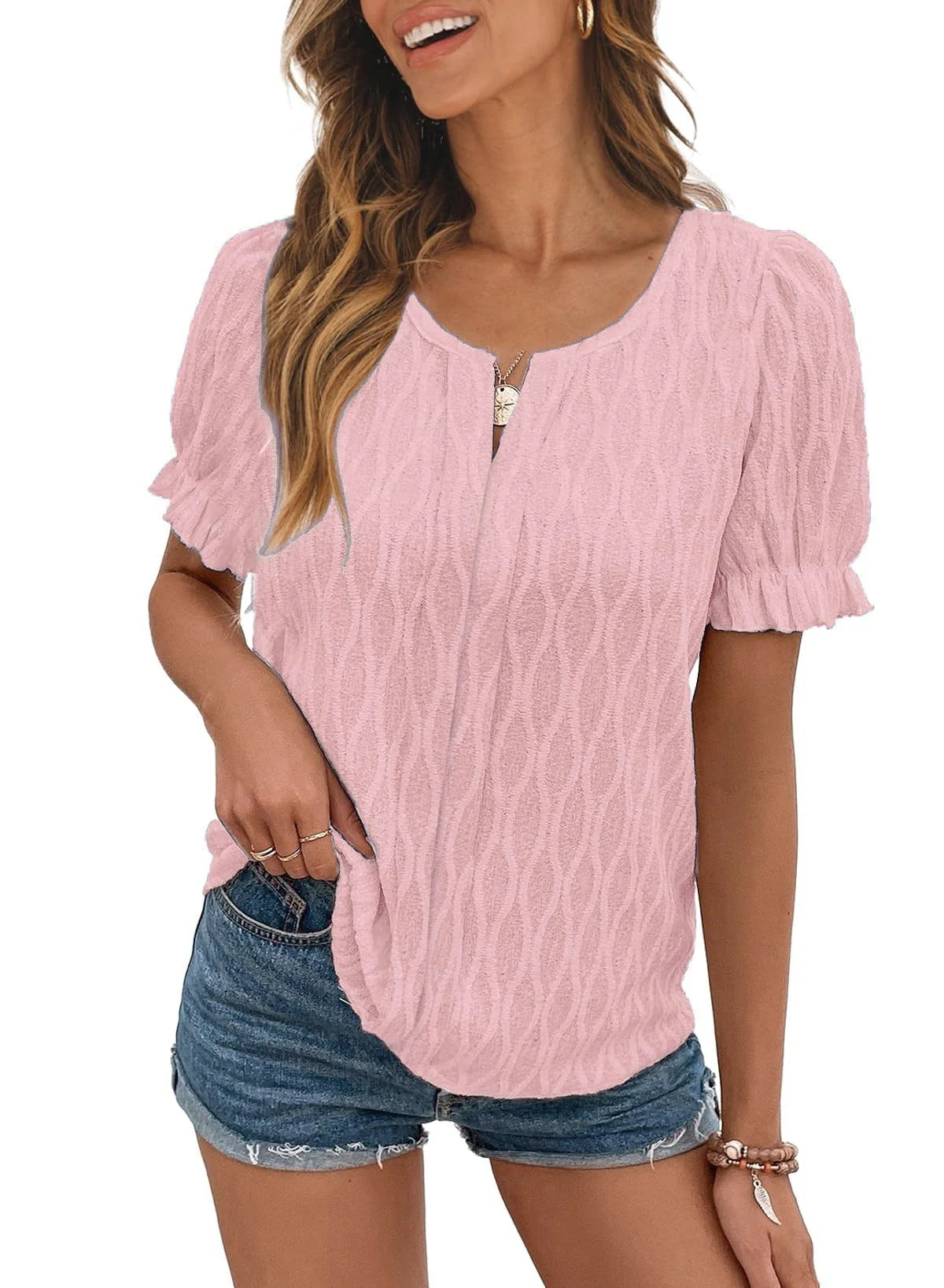 Yolanda® | Haut jacquard à Manches bouffantes for women – trendy, ample and comfortable - Image 3