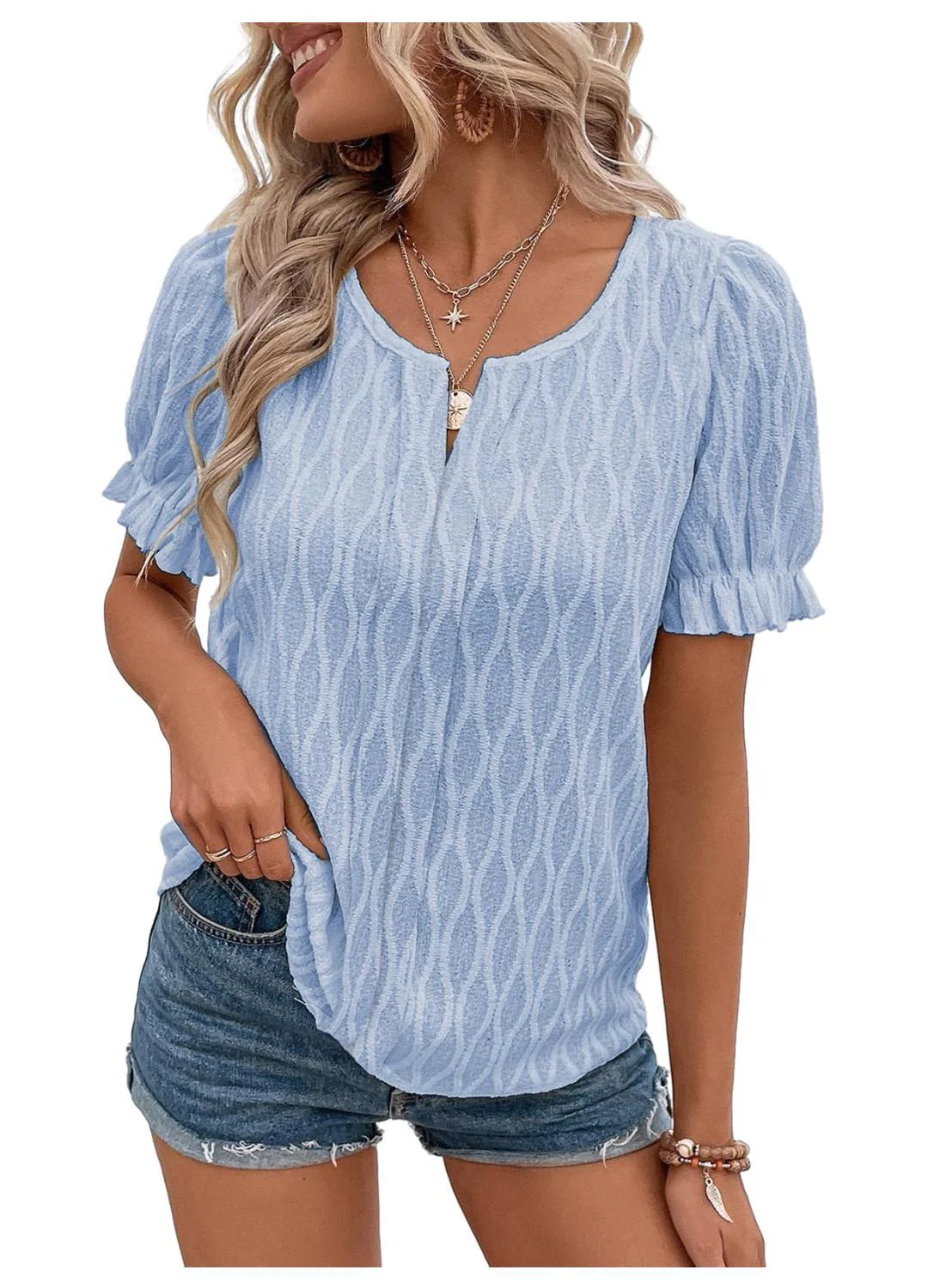 Yolanda® | Haut jacquard à Manches bouffantes for women – trendy, ample and comfortable - Image 4