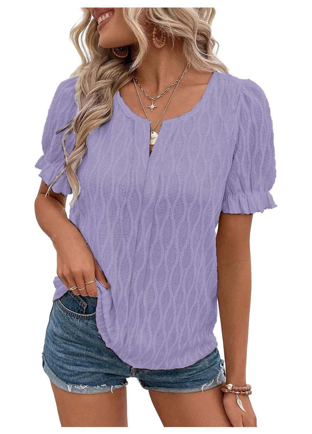 Yolanda® | Haut jacquard à Manches bouffantes for women – trendy, ample and comfortable - Image 5