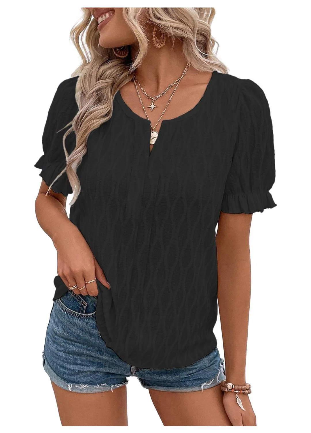 Yolanda® | Haut jacquard à Manches bouffantes for women – trendy, ample and comfortable - Image 7