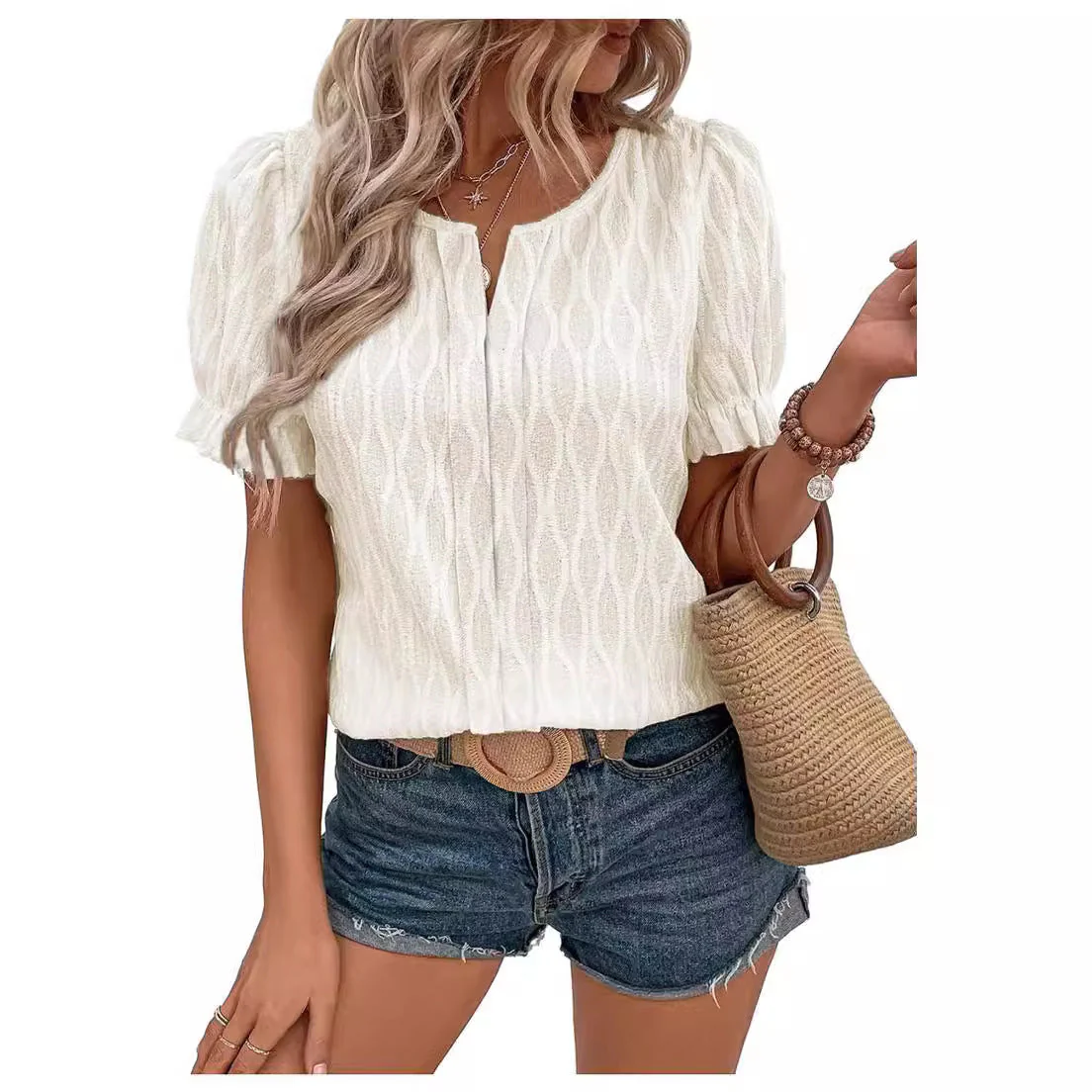 Yolanda® | Haut jacquard à Manches bouffantes for women – trendy, ample and comfortable - Image 9