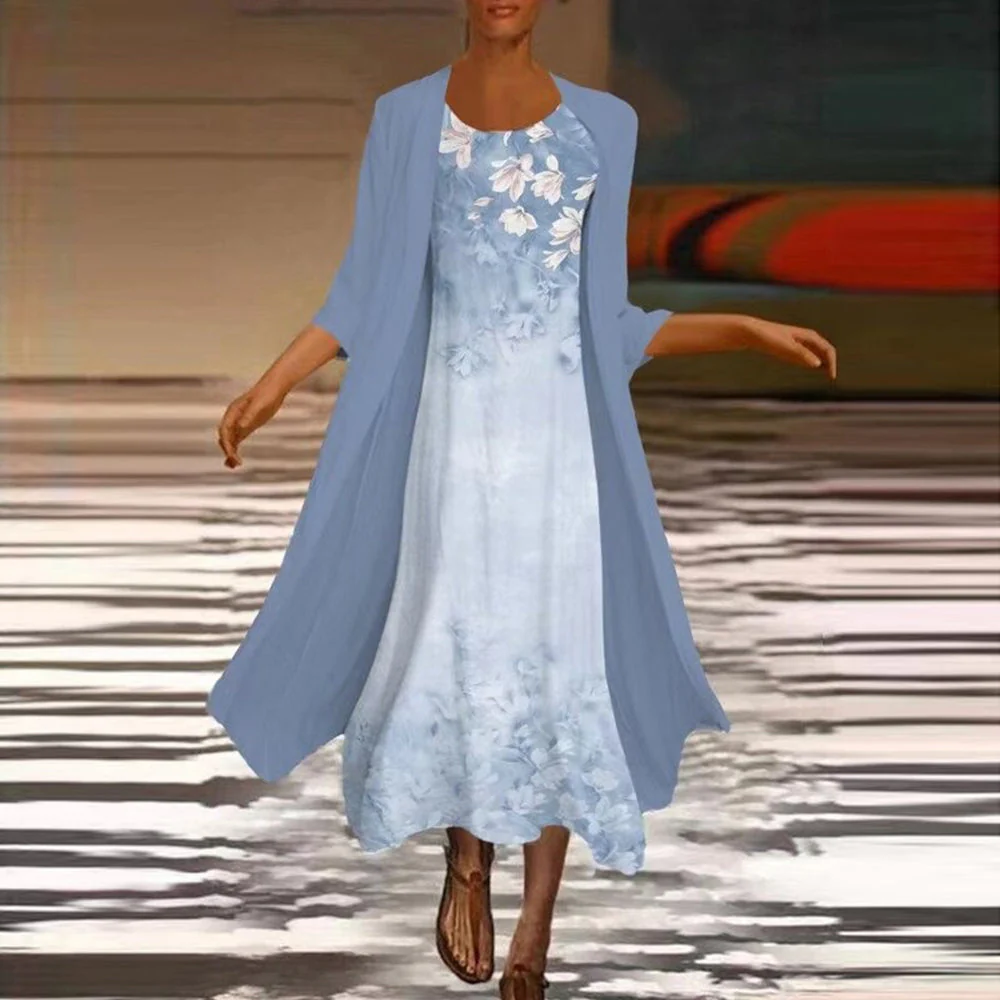 Yoselin® | Fashionable Long Dress With Matching Blouse Jacket For Women - Image 3