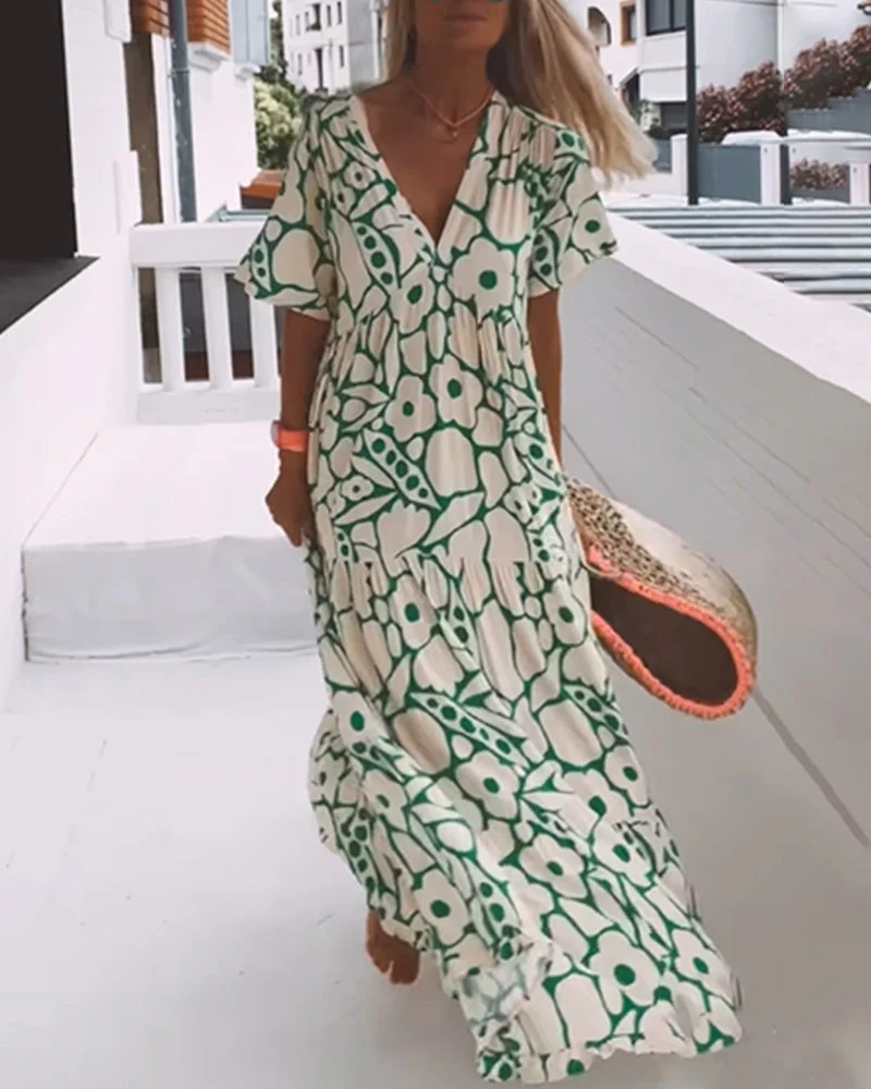 Yoselin® | Loose-Fitting V-Neck Dress With Print - Image 8