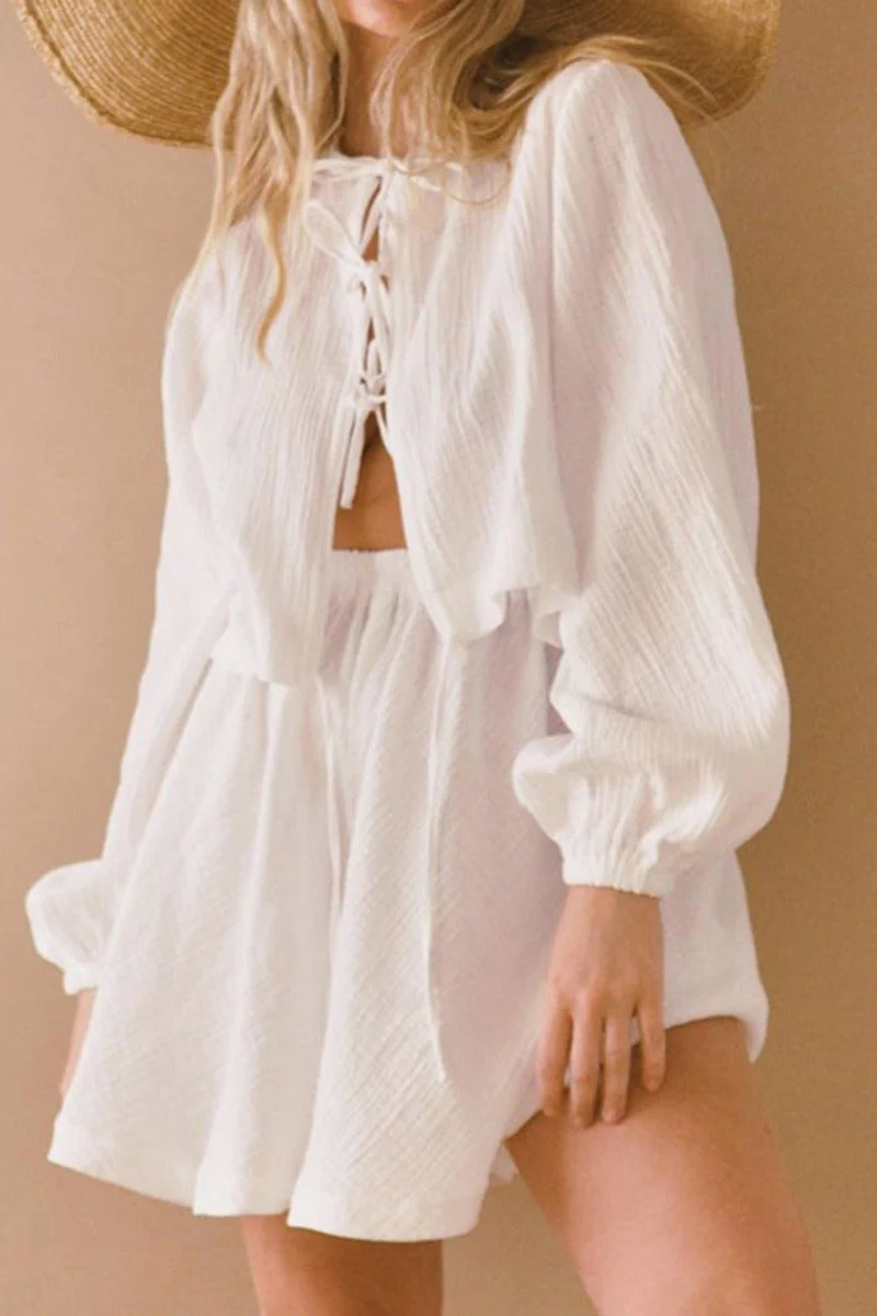 Yvonne® | Cotton Linen Suit With Tie
