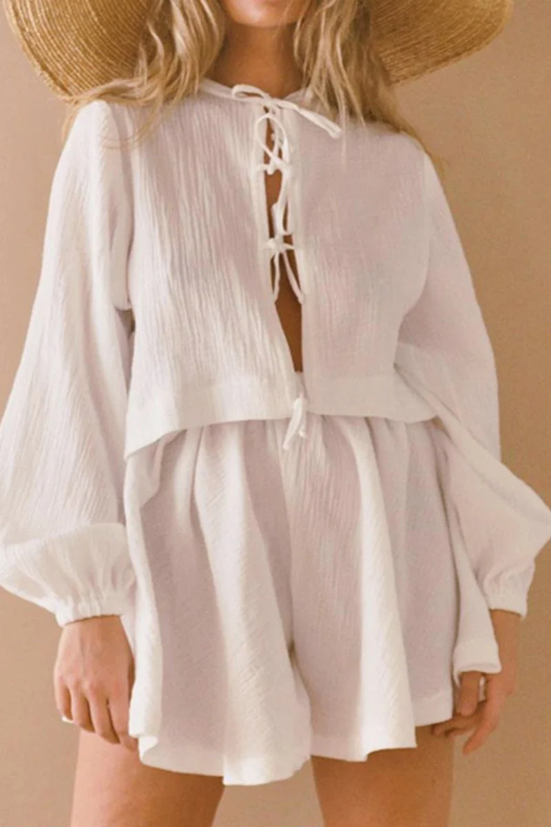 Yvonne® | Cotton Linen Suit With Tie - Image 4