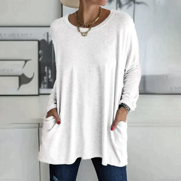 Yvonne® | Fashion Tunic Top Pocket Loose Round Neck Long Sleeve - Image 7